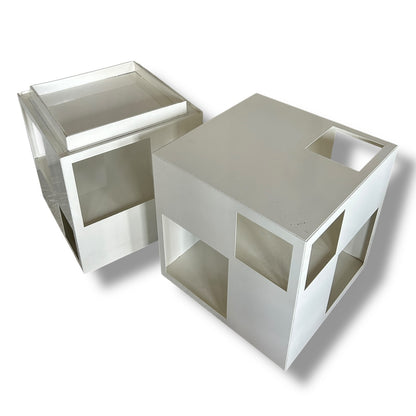 Mid Century Space Age Metal White Display Storage Cubes