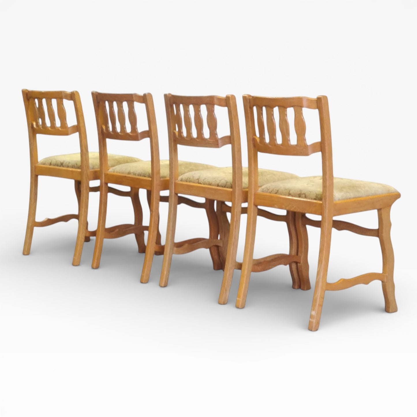 Vintage Oak Dining Chairs – Set of Four Mid Century Danish Oak Chairs