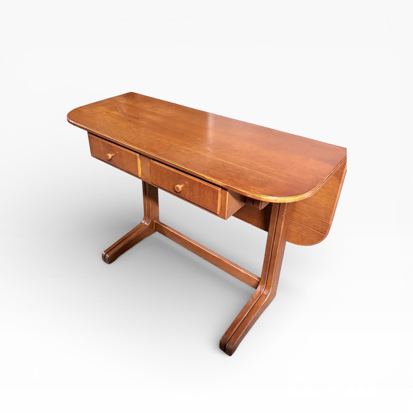 Danish Teak & Oak Drop Leaf Dining Table Desk