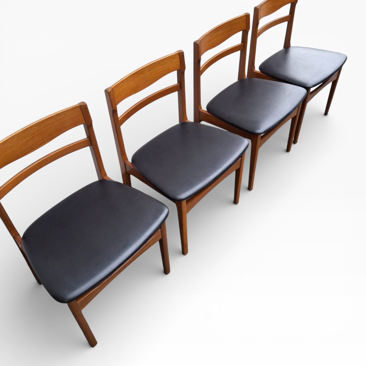 Nathan Teak Dining Chairs with Black Vinyl Seats – Set of Four — view 5