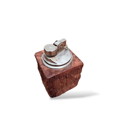 Vintage Italian Alabaster Table Lighter with Chrome Mechanism