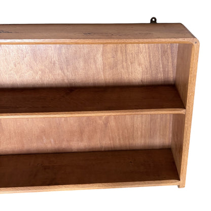 Vintage Tiger Oak & Beech Wall Shelf – Curved Open Display Unit
