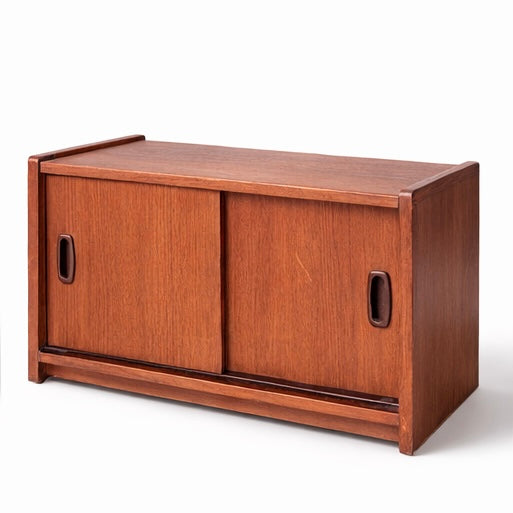 Mid-Century Teak Record Cabinet on Castors