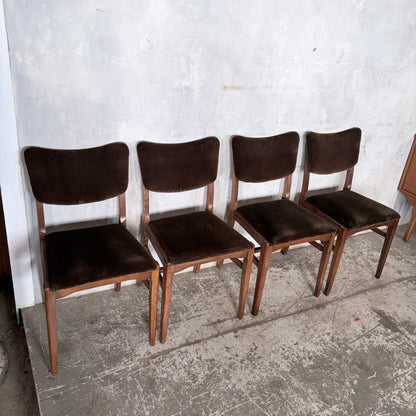 Mid Century Set of Four Oak Butterfly Back Dining Chairs
