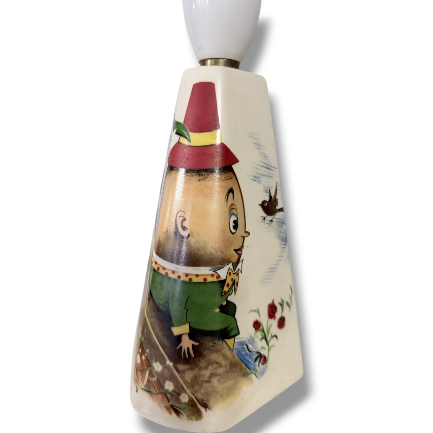 Vintage Ceramic Lamp – Hand-Painted Humpty Dumpty Table Lamp Base with Storybook Design
