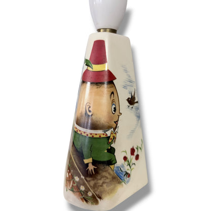 Vintage Ceramic Lamp – Hand-Painted Humpty Dumpty Table Lamp Base with Storybook Design