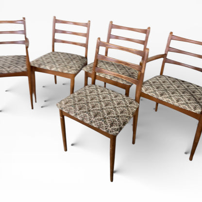 Vintage Dining Chair Set – Ladder-Back Chairs with Floral Tapestry Upholstery & Solid Timber Frames