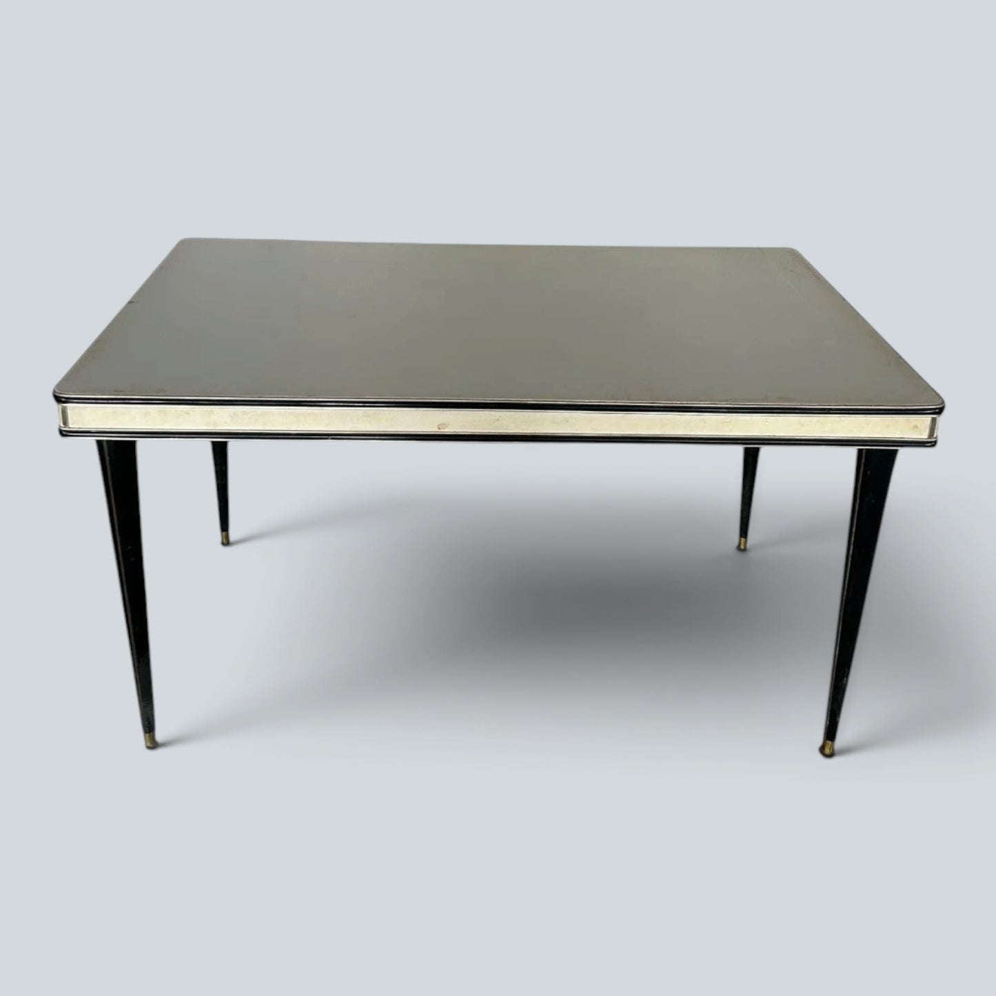 Mid Century Italian Umberto Mascagni Dining Table | Space Age Ebonised & Silver Dining Table