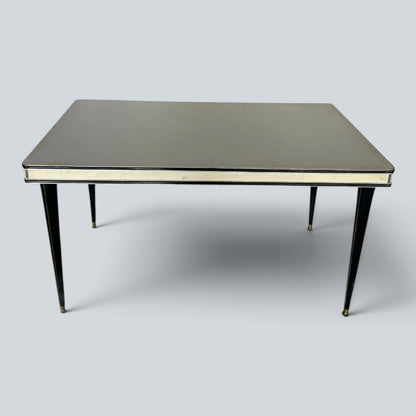 Mid Century Italian Umberto Mascagni Dining Table | Space Age Ebonised & Silver Dining Table