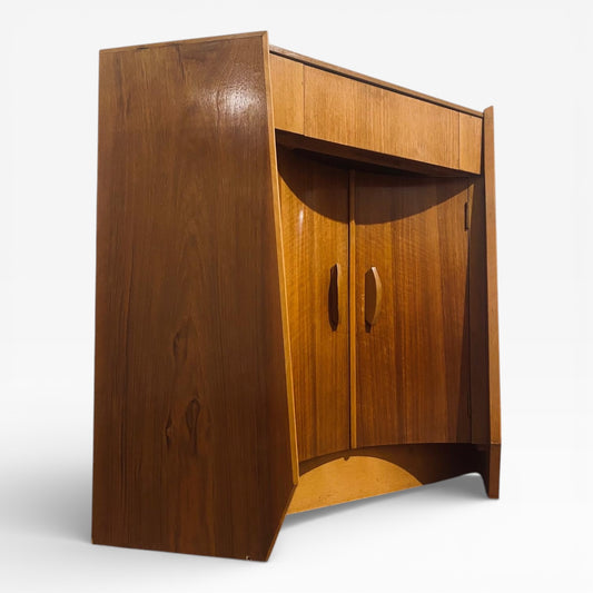 Vintage Teak Corner Cabinet - Mid Century Modern Furniture With Internal Shelving