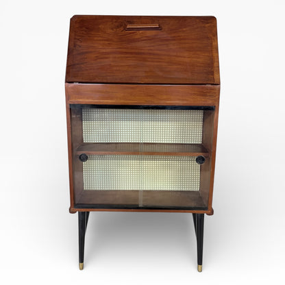Vintage Slimline Space Age Drinks Cabinet with Mosaic & Glass Display