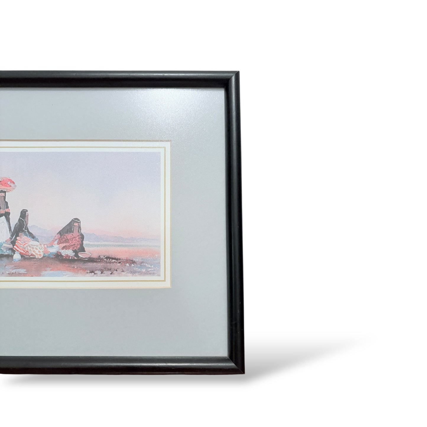 Vintage Framed Watercolour – Middle Eastern Women by Water, c.1970s