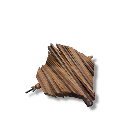 Teak & Oak Helix Sculpture – Handcrafted Wooden Art Piece