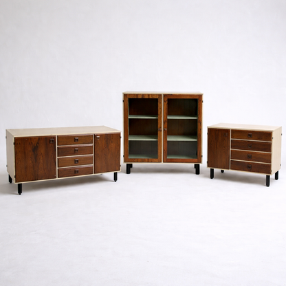 Mid-Century Norwegian Rosewood & White-Lacquered Modular Storage Suite