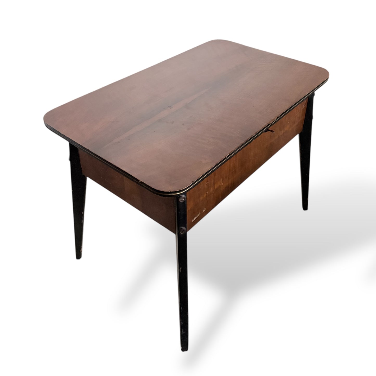 Mid-Century Burr Walnut Atomic Sewing Box