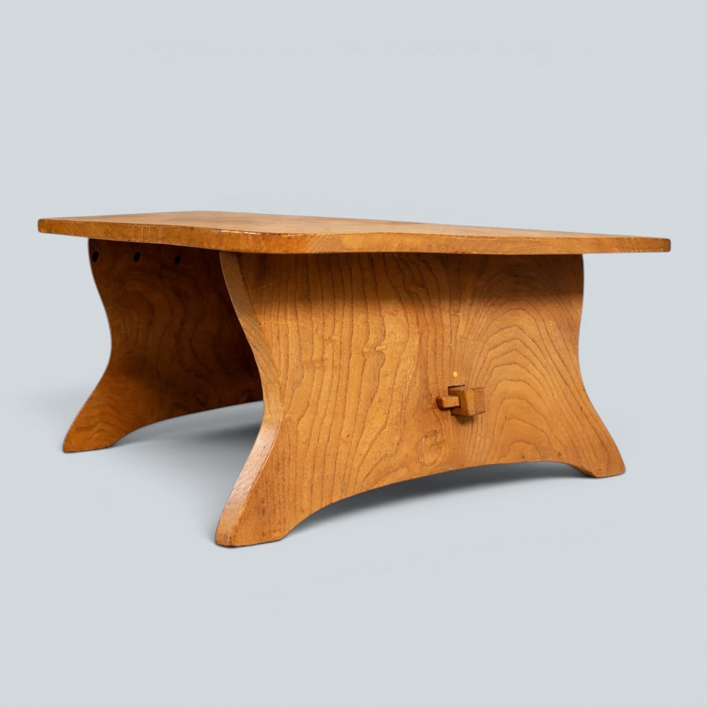Arts & Crafts Solid Elm Coffee Table with Pegged Joinery