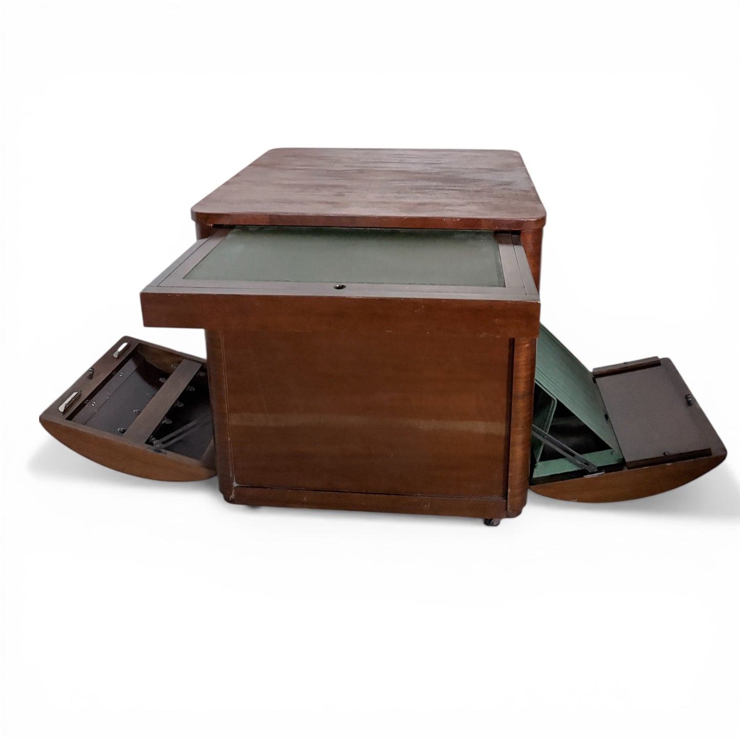 Art Deco Walnut Drinks Cabinet Metamorphic Trolley by Incorporall (CC41)