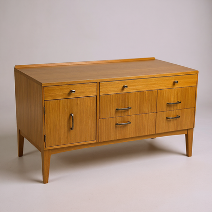 Mid Century Remploy Chest of Drawers / Sideboard | Vintage Oak Veneer Cabinet