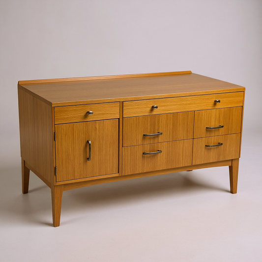 Mid Century Remploy Chest of Drawers / Sideboard | Vintage Oak Veneer Cabinet