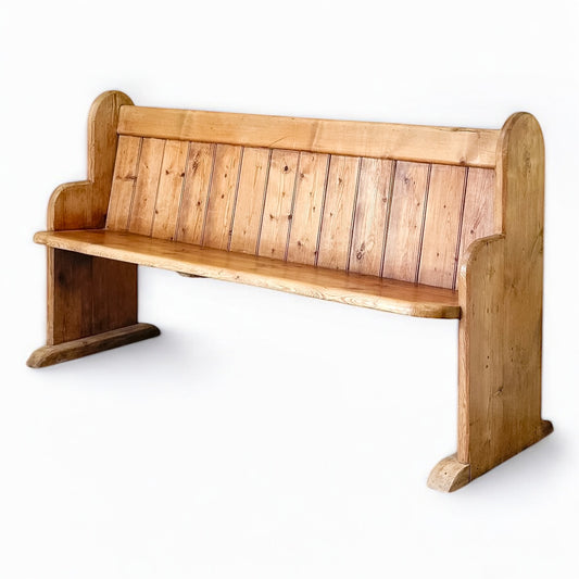 Victorian Pine Church Pew Bench Antique Hall Seat with Arched Detail Farmhouse Entryway Furniture