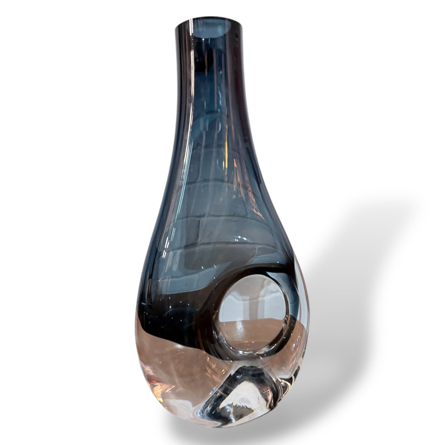 Mid Century Smoky Sklo Art Glass Vase with Circular Cut-Out, c.1970s — view 2