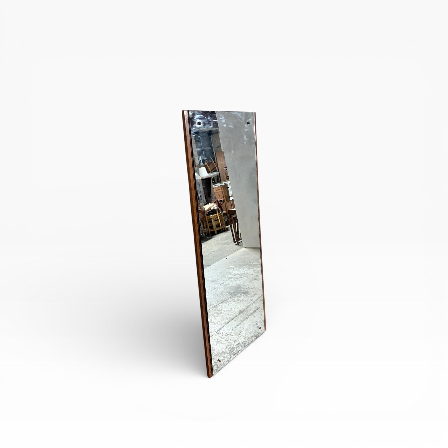 Mid Century Vintage Teak Long Framed Mirror — view 2