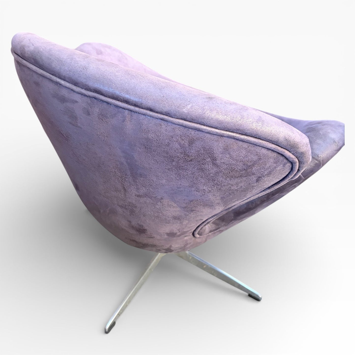 Mid Century Purple Swivel Lounge Chair with Chrome Base