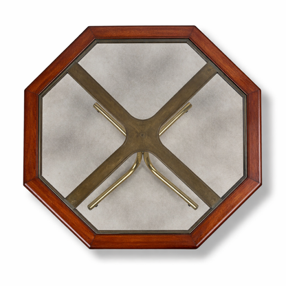 Vintage Brass & Glass Octagonal Dining Table – Hollywood Regency