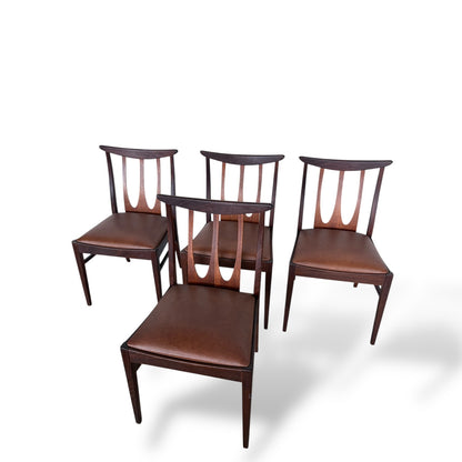 G Plan Brasilia Dining Chairs – Set of Four – Teak & Brown Vinyl