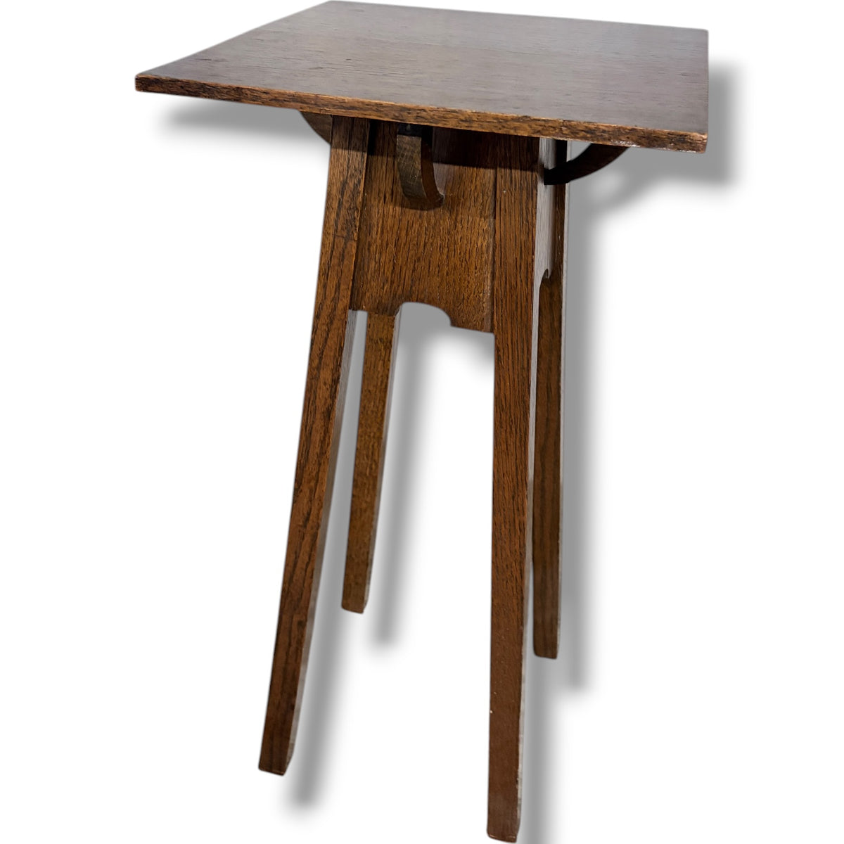 Arts Crafts Plant Stand – Solid Oak Occasional Table With Square Top