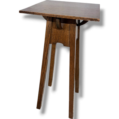 Arts Crafts Plant Stand – Solid Oak Occasional Table With Square Top