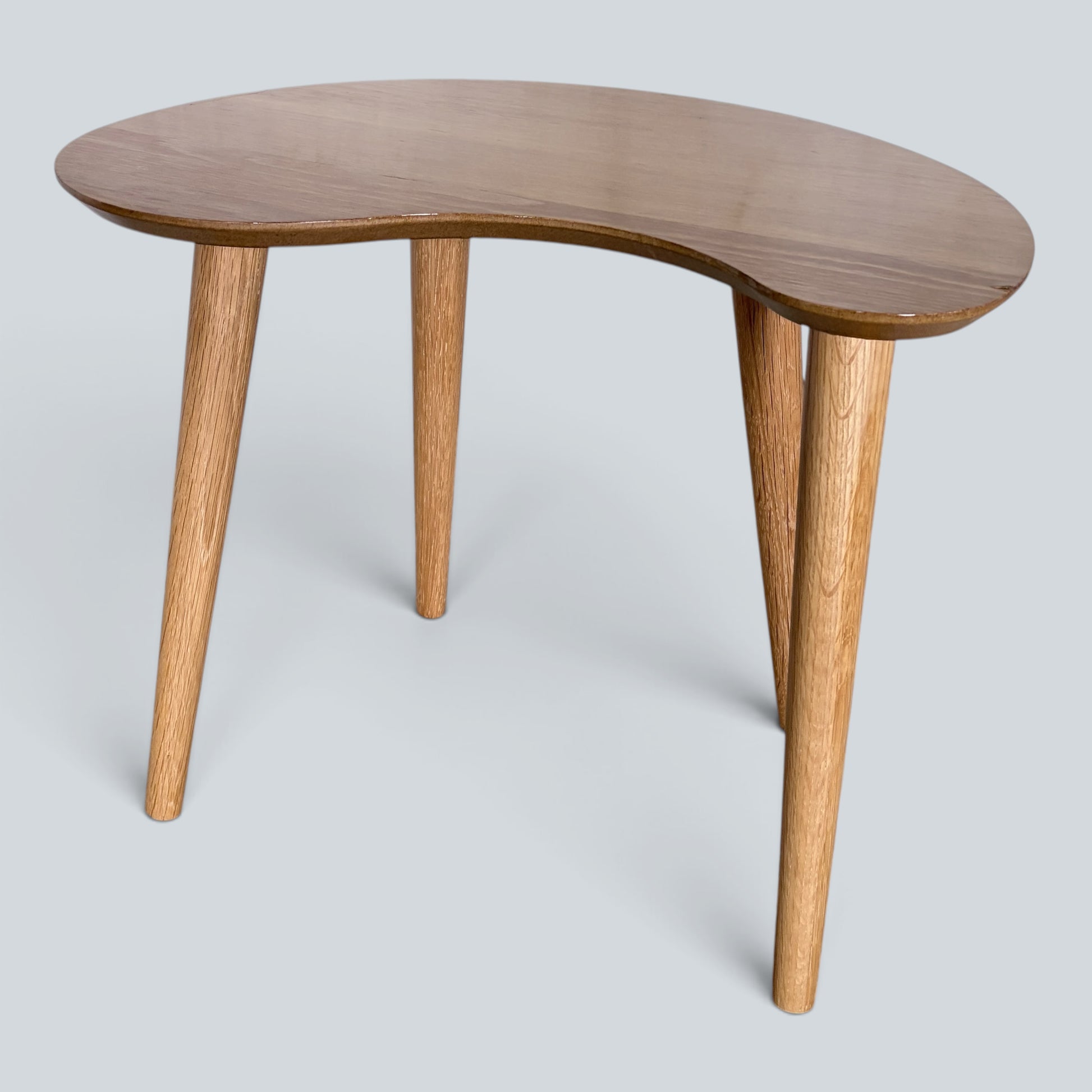 Mid Century Kidney Bean Oak Coffee Table Sculptural Organic Occasional Table