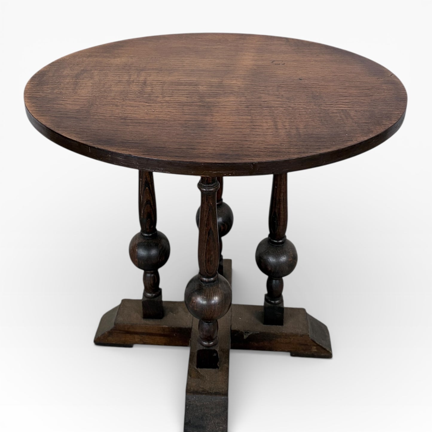 Arts & Crafts Round Oak Coffee Table — view 2