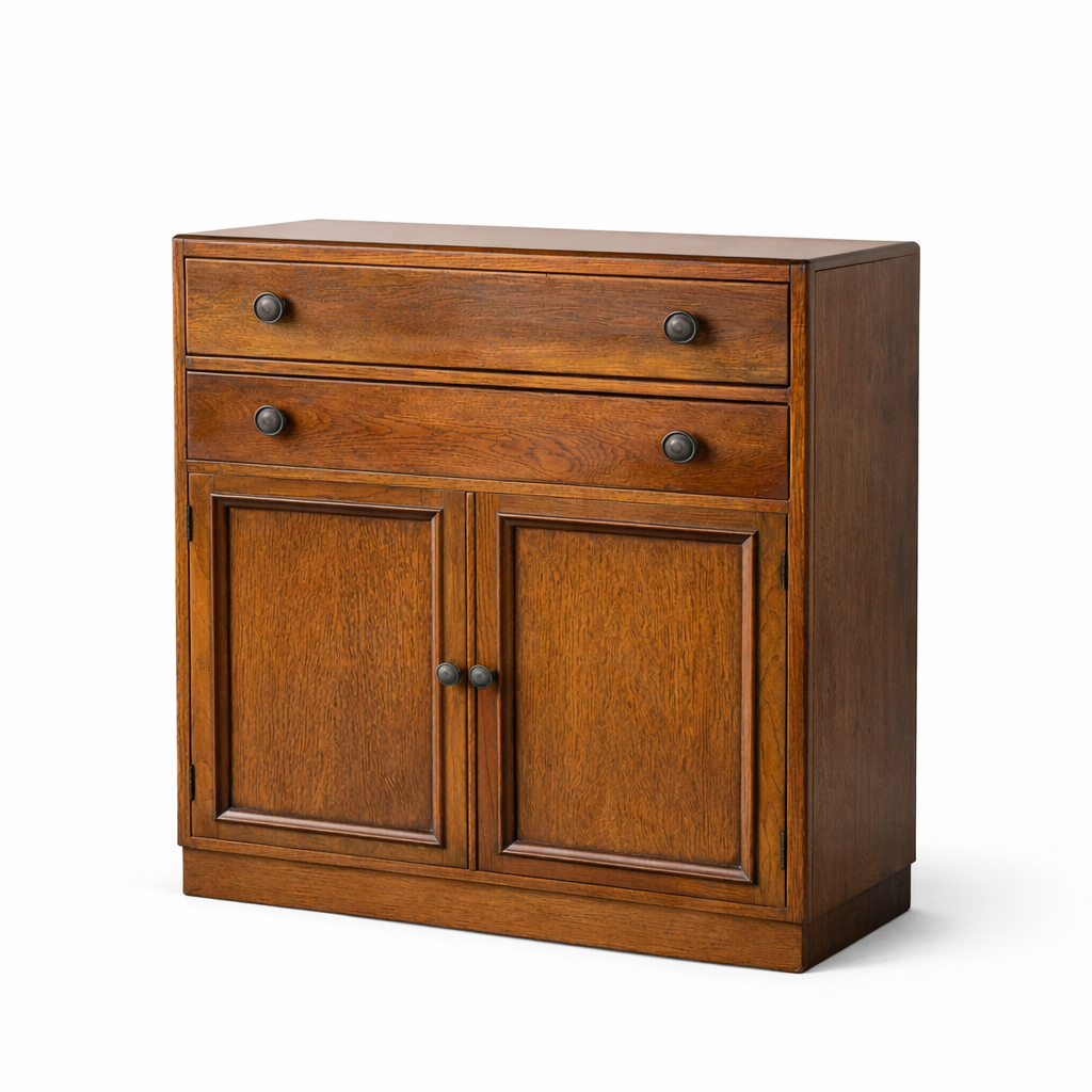 Vintage Arts and Crafts Oak Pantry Cabinet with Drawers