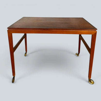 Mid-Century Danish Teak Drinks Trolley on Brass Castors