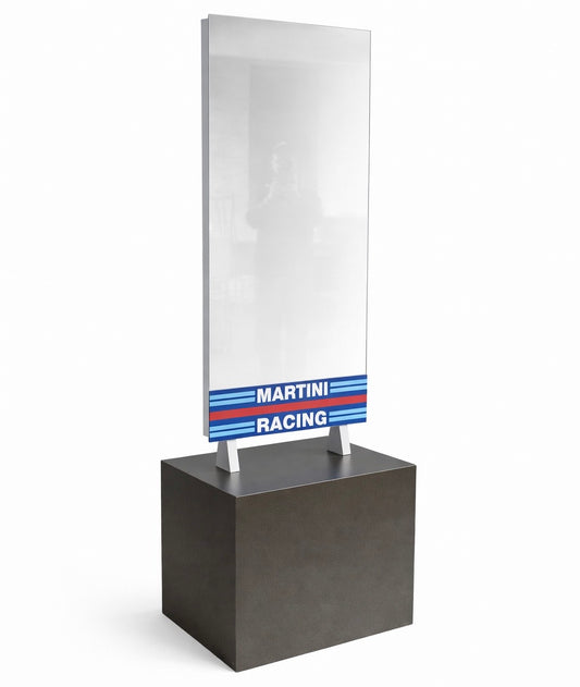 Vintage Floor Mirror – Martini Racing Porsche Showroom | Motorsport Memorabilia Display