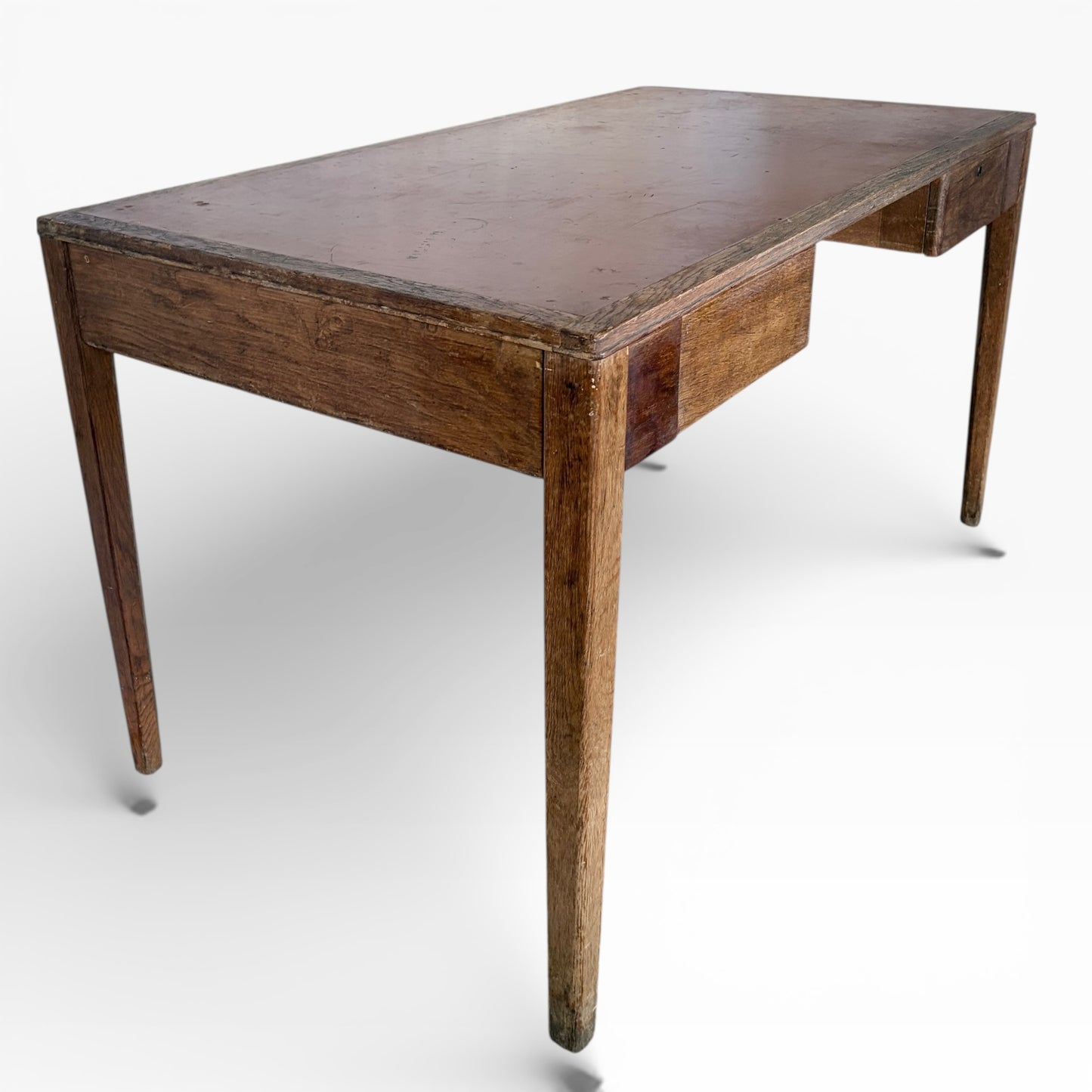 1950s Oak & Leather Military Compact Desk — view 4