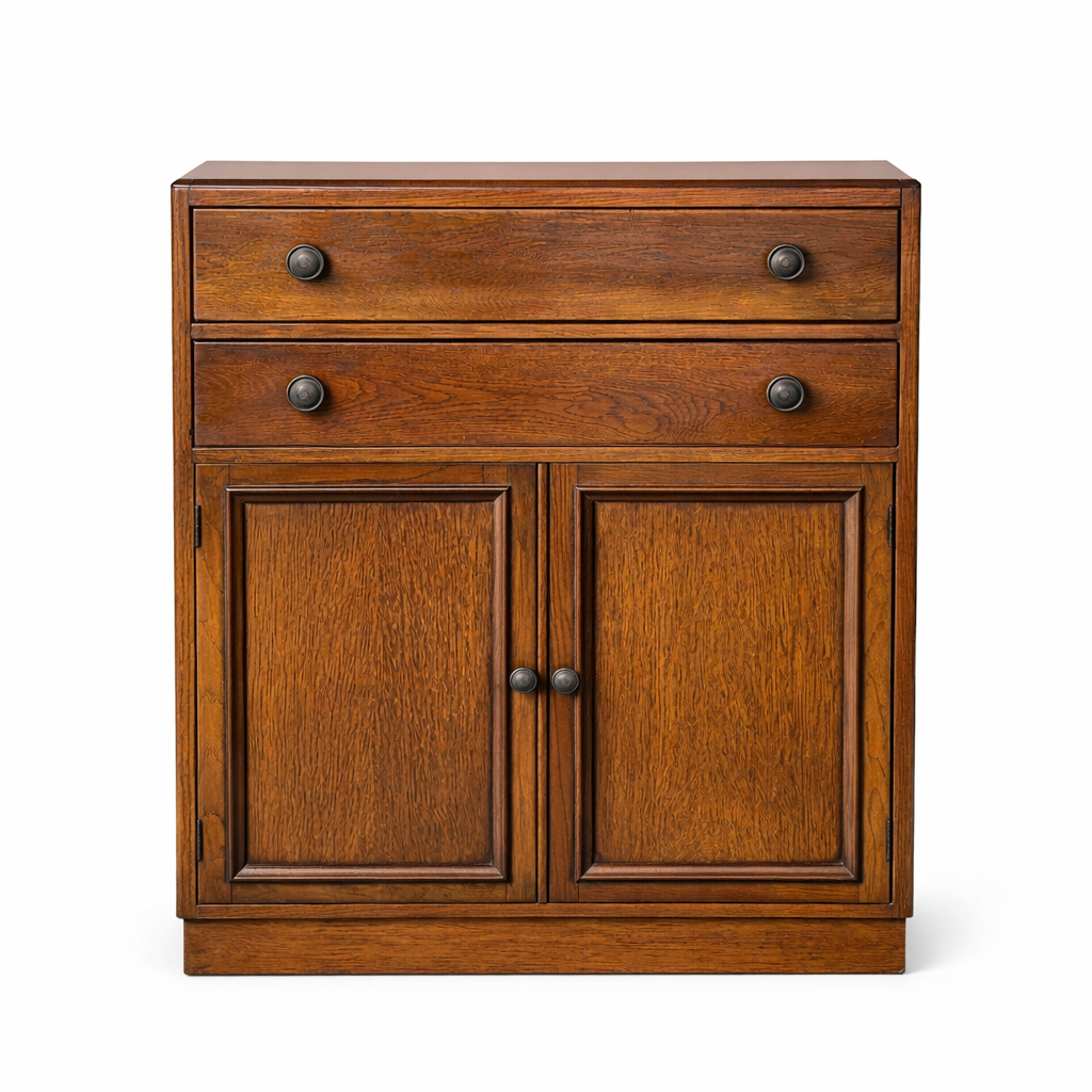 Vintage Arts and Crafts Oak Pantry Cabinet with Drawers