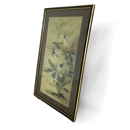 Mid Century Chinese Fish Silk Painting