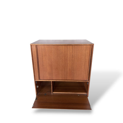 Danish Tambour Door Teak Media Unit / Storage Cabinet