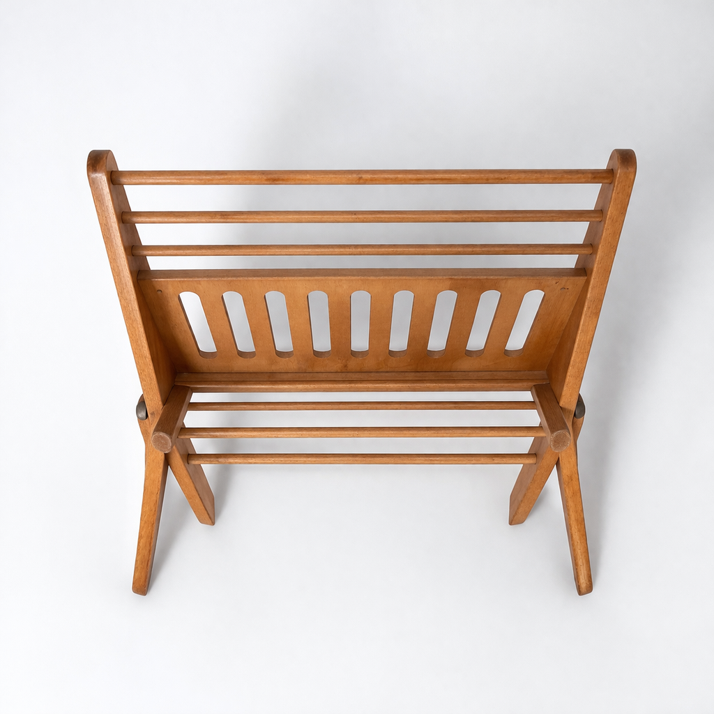 Mid Century Dutch Beech Folding Magazine Rack by Cees Braakman