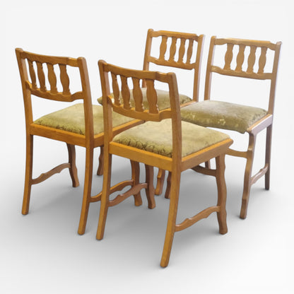 Vintage Oak Dining Chairs – Set of Four Mid Century Danish Oak Chairs