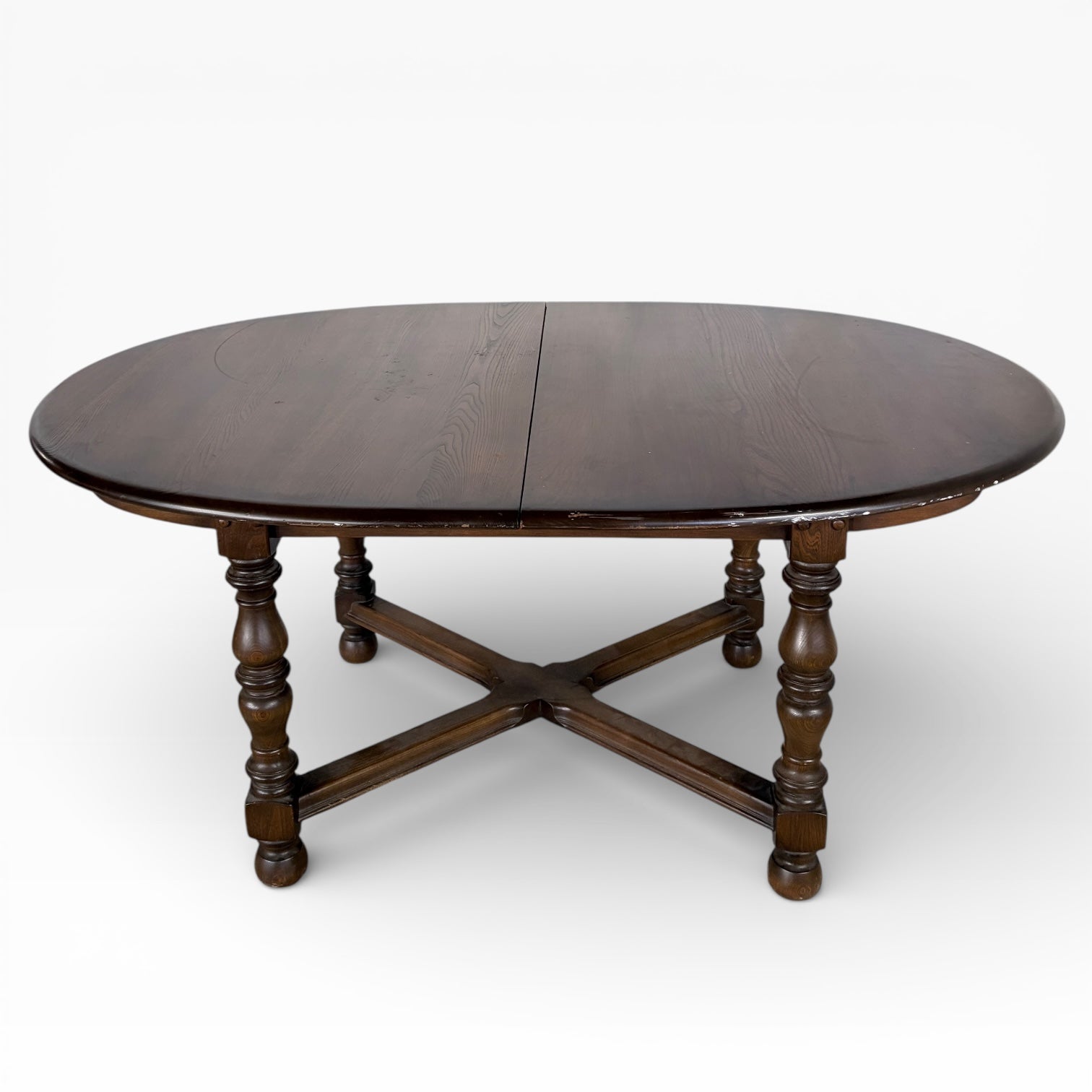 Ercol Dark Elm Oval Extending Dining Table — view 3