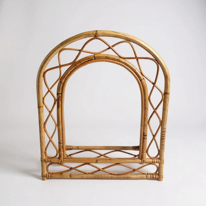 Mid Century Vintage French Bamboo Woven Arch Mirror — view 4