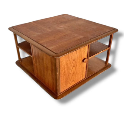 Mid Century Modern Nathan Pandora Teak Rotating Coffee Table