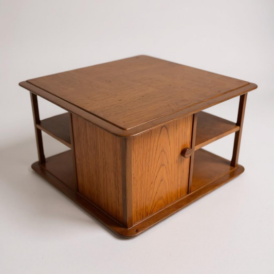 Mid Century Modern Nathan Pandora Teak Rotating Coffee Table
