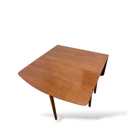 Mid-Century Teak Dining Table – Vintage Drop Leaf, Scandinavian Style Compact Table