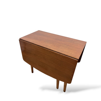 Mid-Century Teak Dining Table – Vintage Drop Leaf, Scandinavian Style Compact Table