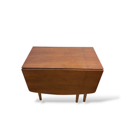 Mid-Century Teak Dining Table – Vintage Drop Leaf, Scandinavian Style Compact Table