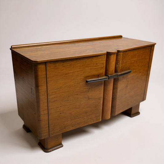 Art Deco Walnut Sideboard | 1930s Drinks Cabinet with Bakelite Handles | Vintage Bar Cabinet
